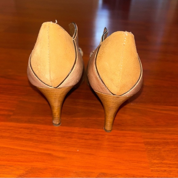 Poetic Locence London Brown Tan Heels with Rhinestone Embellishment - Picture 4 of 6